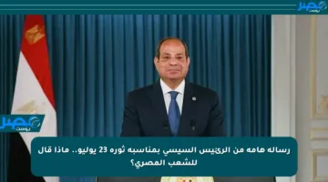 رسالة هامة من الرئيس السيسي بمناسبة ثورة 23 يوليو.. ماذا قال للشعب المصري؟
